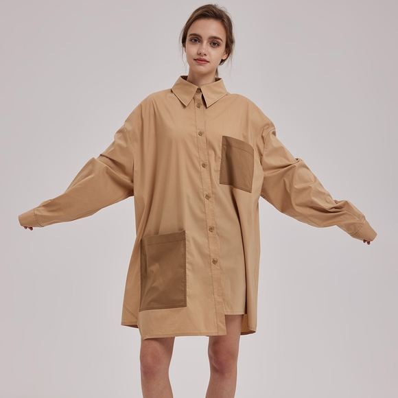 Nap Other - Nap Oversized Big Pocket Button Down Shirt in Pastel Yellow NWT